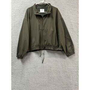 Old Navy Rain Jacket Womens 2X Green Full Zip Mock Neck Mesh Lining Windbreaker